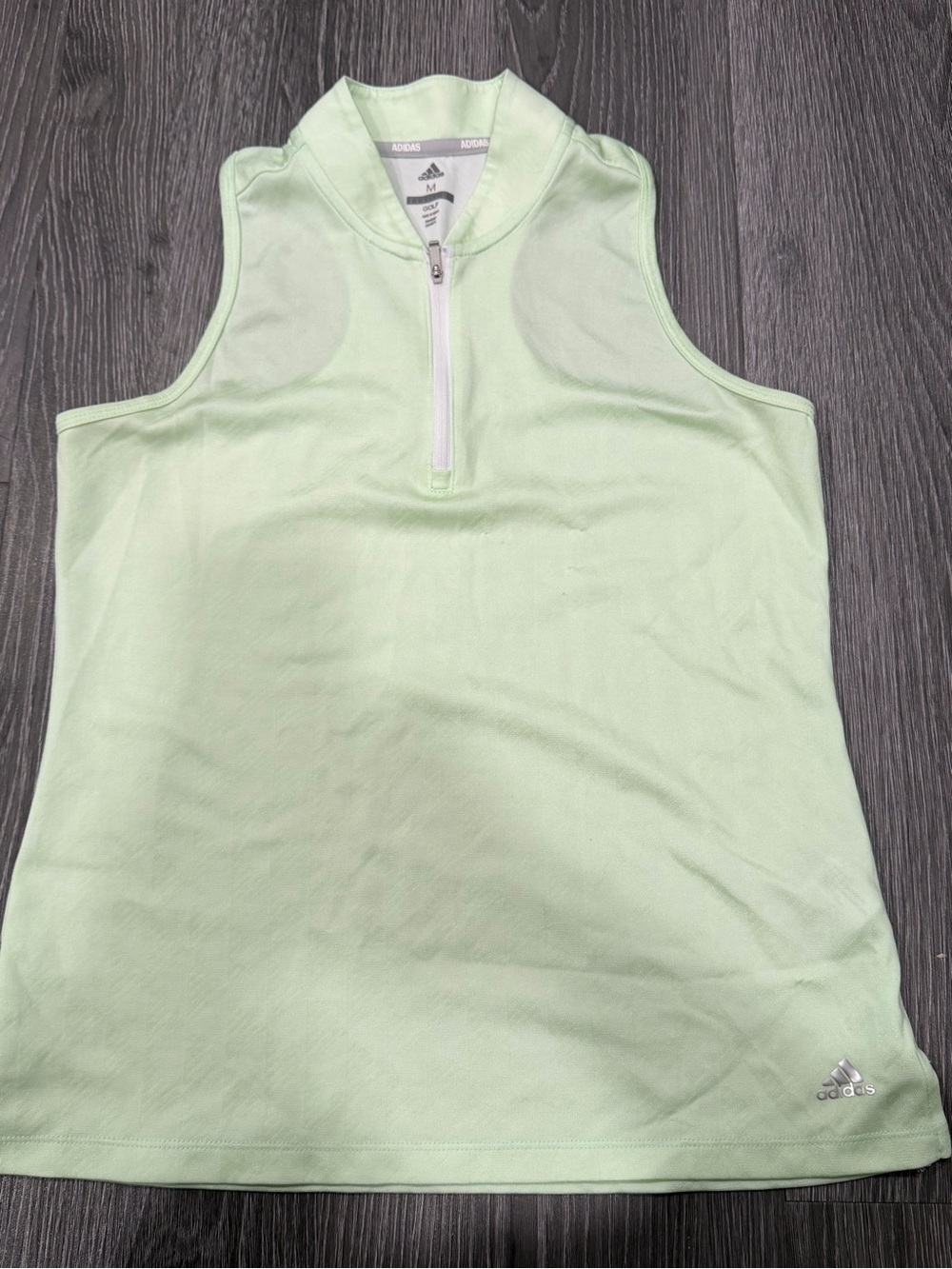 adidas Mint Green Sleeveless Zip Polo Tank